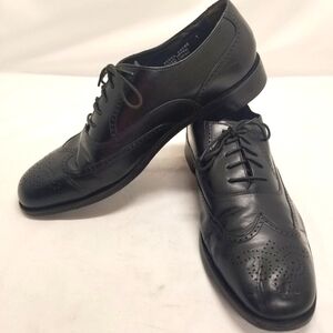 Bostonian Stockbridge Men Size 10.5D Black Leather Oxford Derby Wing Tip Lace Up